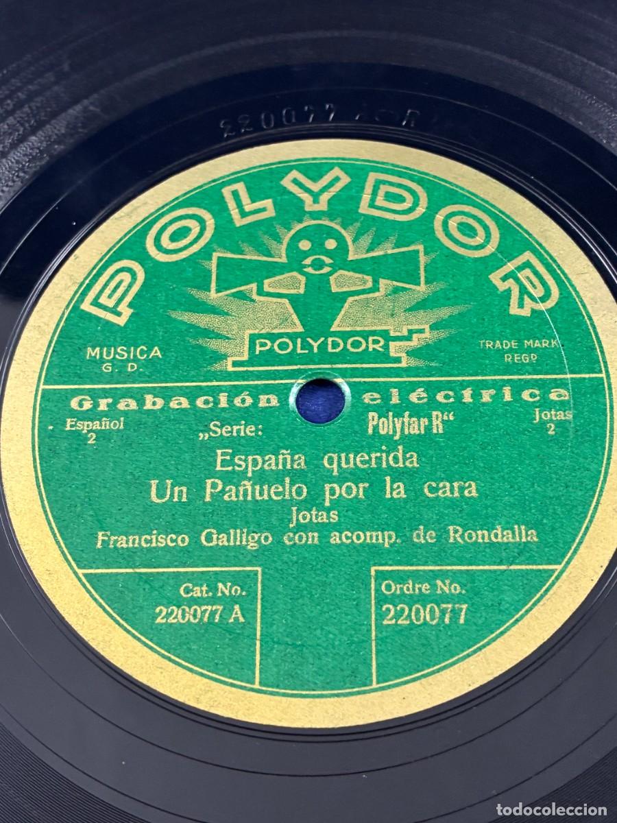 Discos de pizarra: Disco Pizarra Polydor 220077 Jotas Aragonesas Francisco Galligo Jos&eacute; Oto 1930 78 RPM