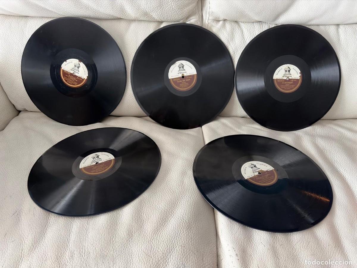 Discos de pizarra: Lote de 5 discos de pizarra ODEON de 30 cm &ndash; Muestras invendibles &ndash; Banda Municipal de Madrid y Marc