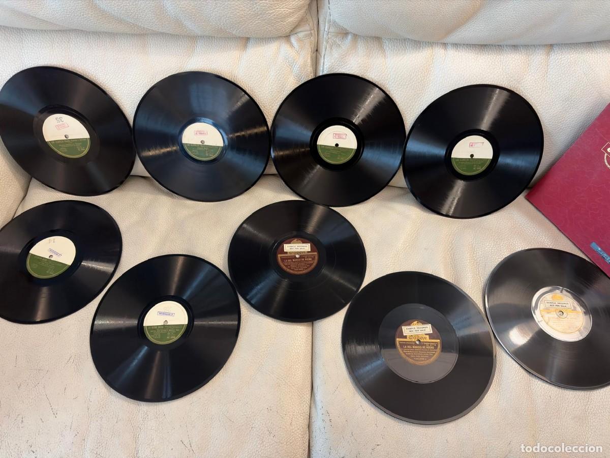 Discos de pizarra: Lote de 9 discos de pizarra de zarzuela espa&ntilde;ola con estuche antiguo Odeon