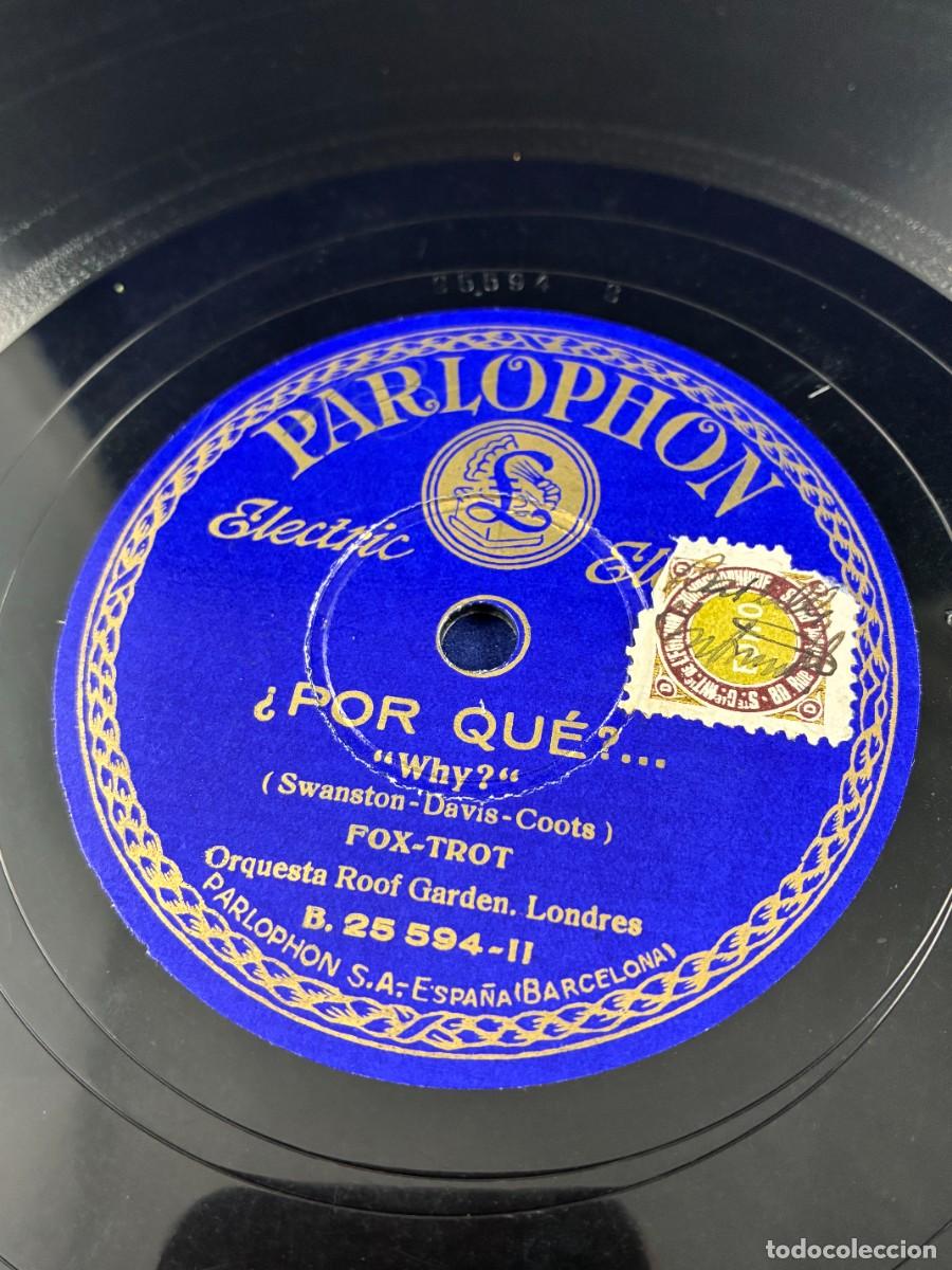 Discos de pizarra: Disco de pizarra 78 rpm. Un beso / &iquest;Por qu&eacute;? . Vals y Fox-Trot Parlophon B.25594. Muy Buen estado