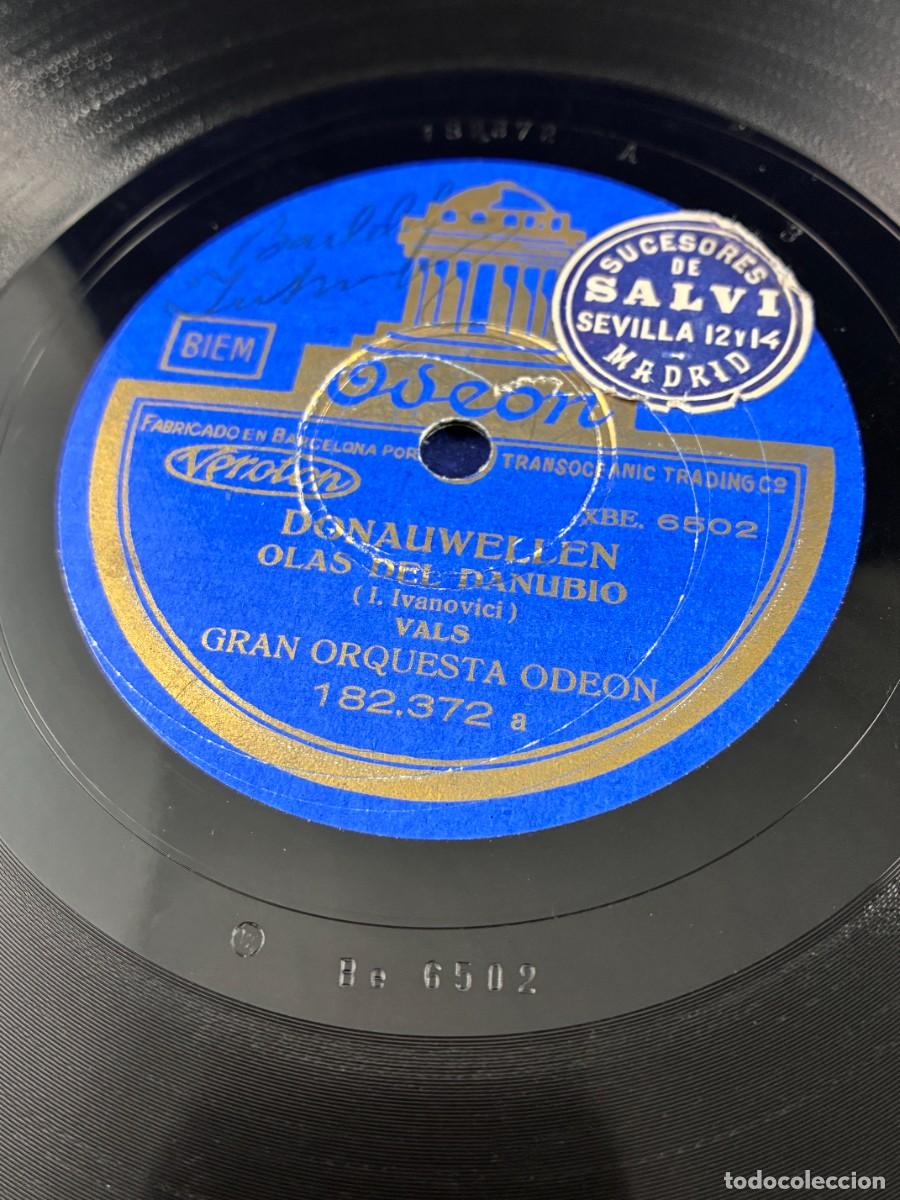 Discos de pizarra: Disco pizarra Odeon 78 rpm. Sobre las olas / Olas del Danubio. Gran Orquesta Odeon - Foto 2