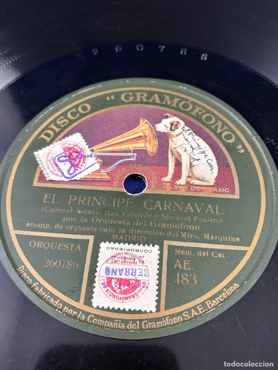 Discos de pizarra: Disco pizarra 78 rpm El pr&iacute;ncipe Carnaval. Sr. Gand&iacute;a y Orquesta Gram&oacute;fono AE 483