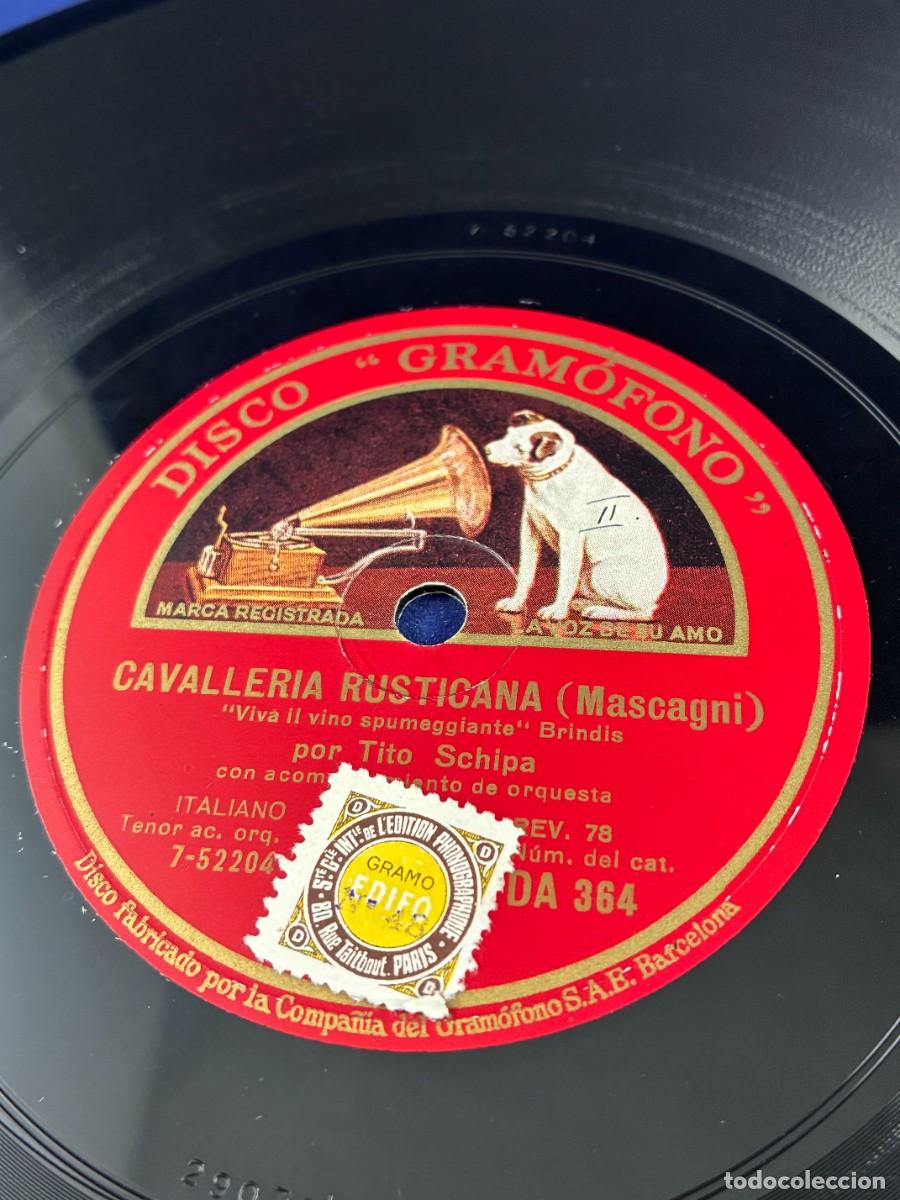 Discos de pizarra: Tito Schipa. Cavalleria Rusticana. Disco pizarra 78 rpm Gram&oacute;fono etiqueta roja DA 364