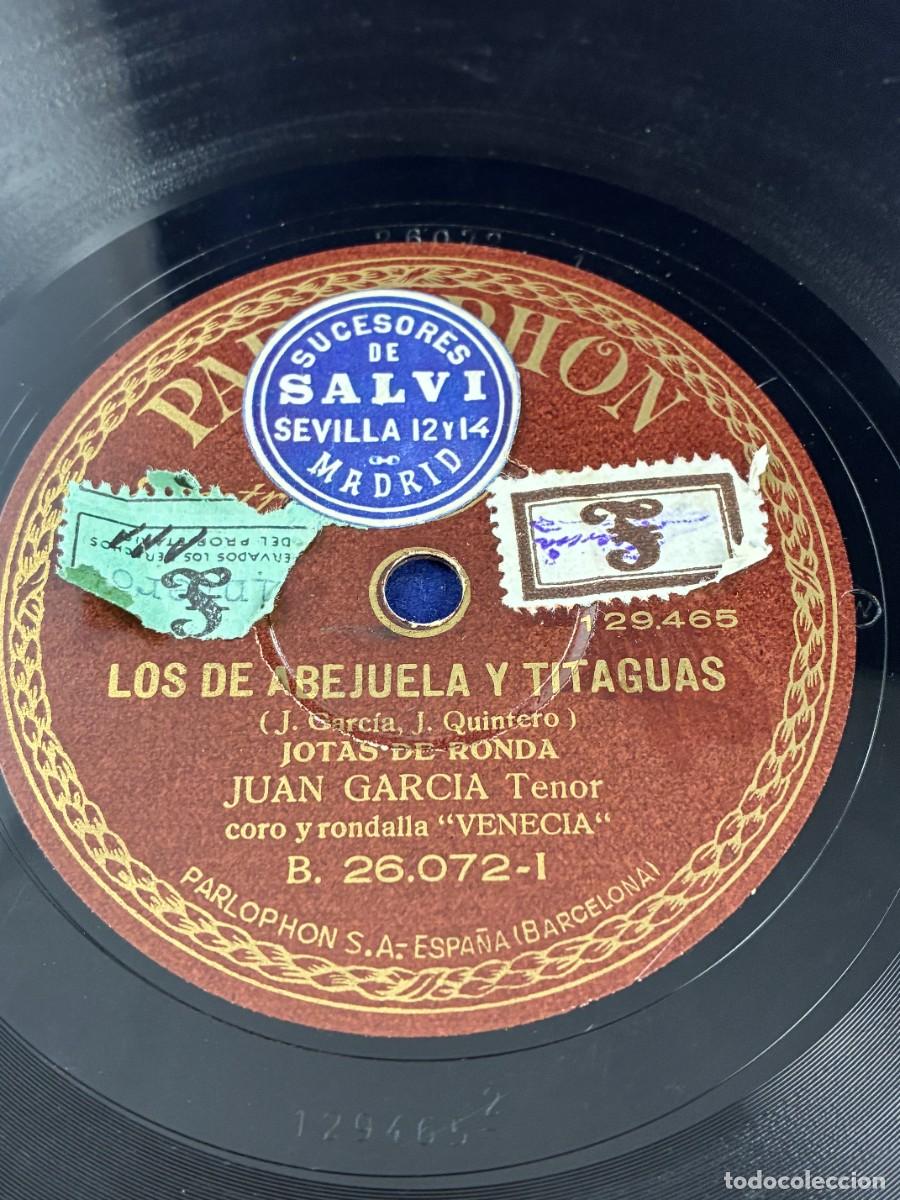 Discos de pizarra: Juan Garc&iacute;a: Jotas de ronda. Rondalla Venecia. Disco pizarra Parlophon B.26072