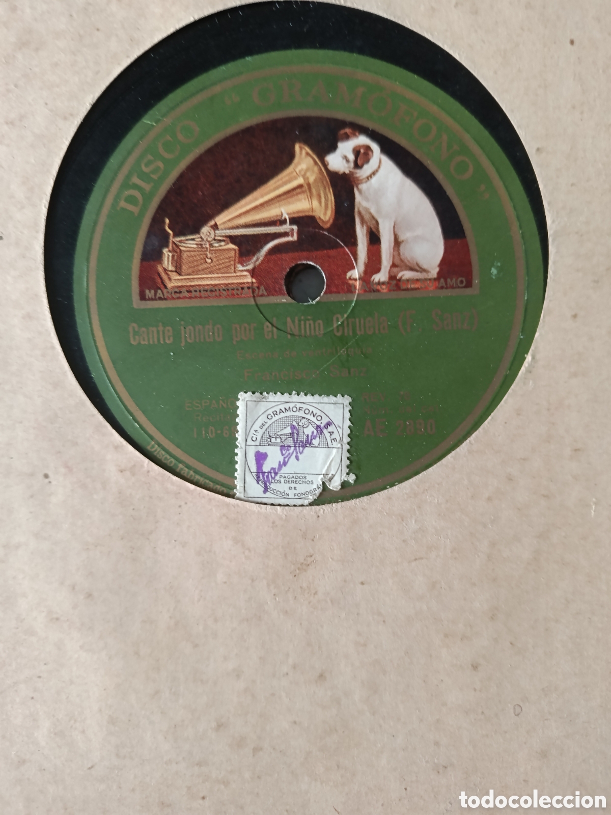 Discos de pizarra: Francisco Sanz (Ventriloquo) pizarra selloj Gram&oacute;fono editada en Espa&ntilde;a por el sello Gram&oacute;fono.