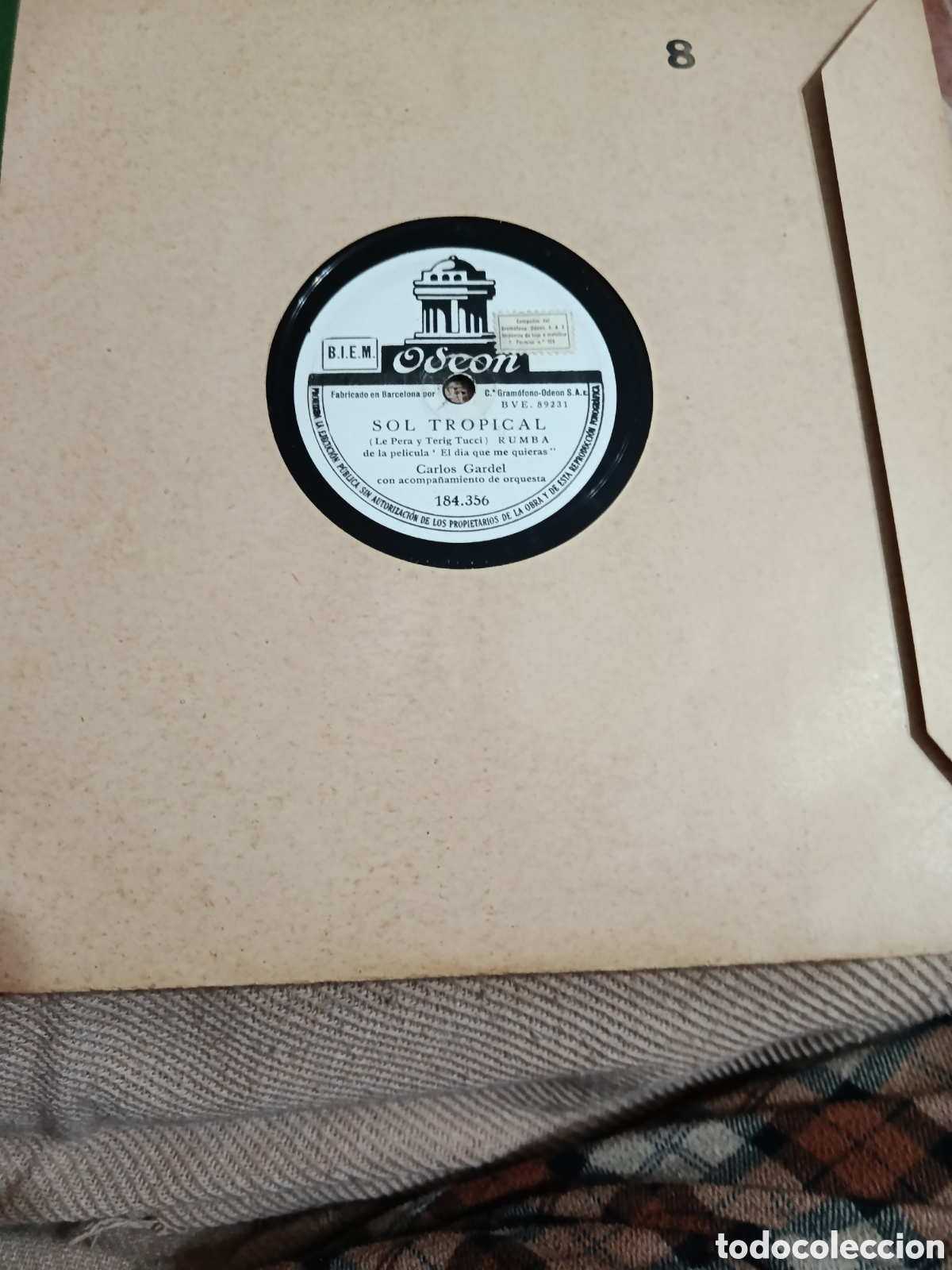 Discos de pizarra: Carlos Gardel pizarra sello Ode&oacute;n editada en Espa&ntilde;a. - Foto 2