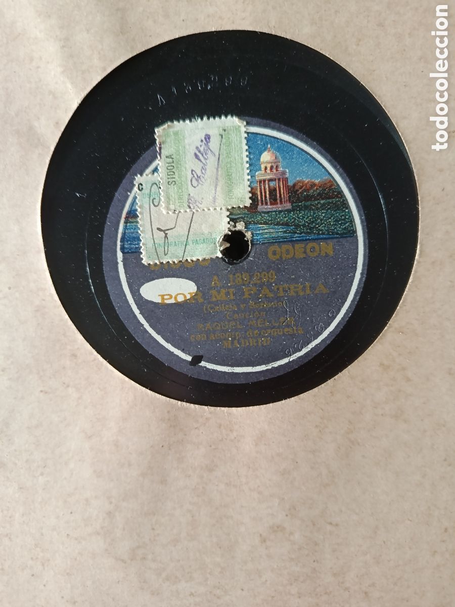 Discos de pizarra: Raquel Meller pizarra sello Ode&oacute;n editada en Espa&ntilde;a.