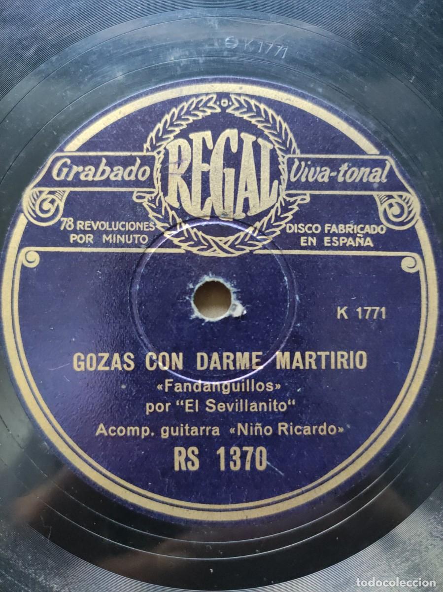 Discos de pizarra: DISCO PIZARRA 78 RPM EL SEVILLANITO NI&Ntilde;O RICARDO GOZAS CON DARME MARTIRIO