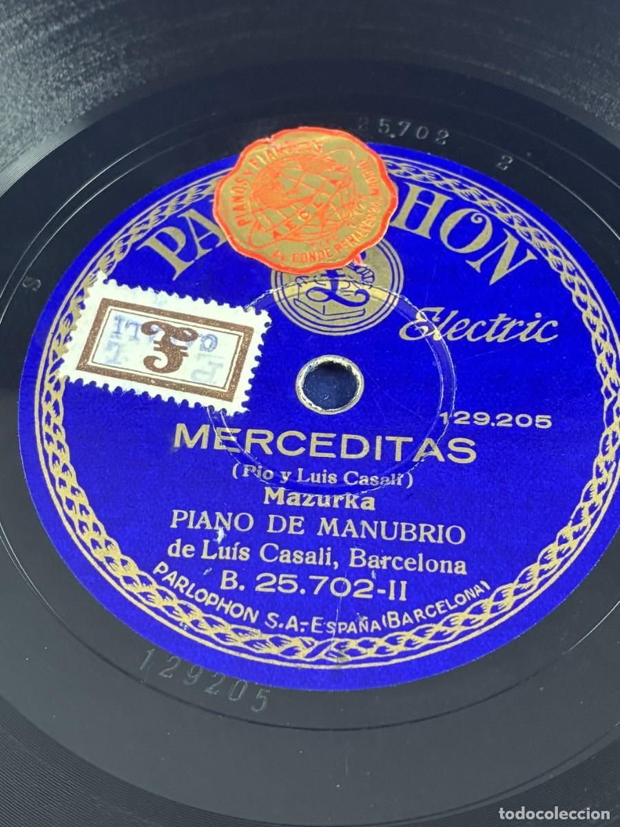 Disques en gomme-laque: Disco pizarra Luis Casali. A las tres de la ma&ntilde;ana / Merceditas. Parlophon B.25.702