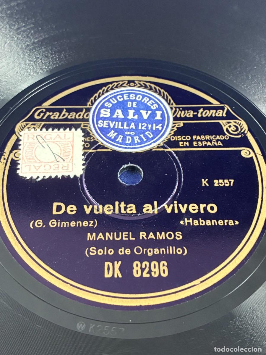 Disques en gomme-laque: Disco pizarra Manuel Ramos. De vuelta al vivero / Don Quint&iacute;n el amargao. Regal DK 8296