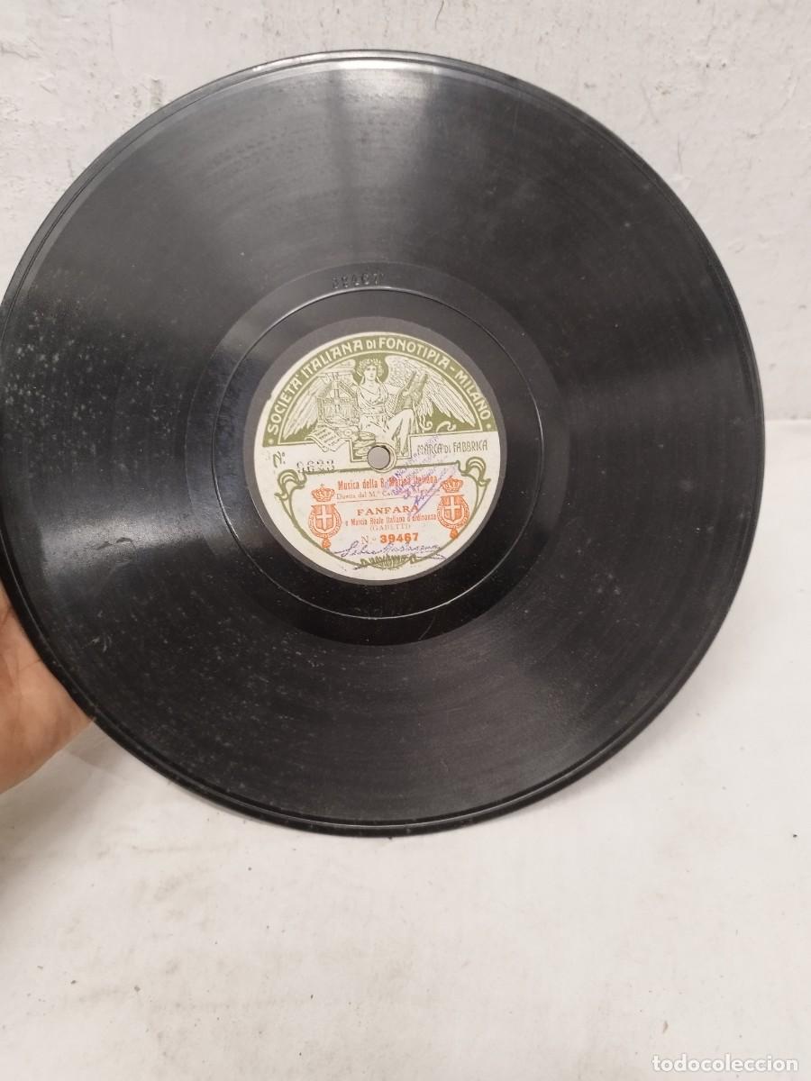 Discos de pizarra: Antiguo Disco Pizarra 78 RPM Fonotipia Musica della R. Marina Italiana Fanfara e Marcia Reale 1906.