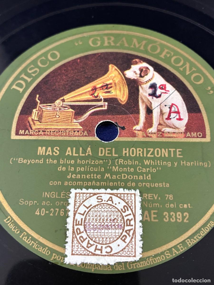 Discos de pizarra: Disco pizarra Jeanette MacDonald - Siempre, siempre / M&aacute;s all&aacute; del horizonte - Gram&oacute;fono AE 3392
