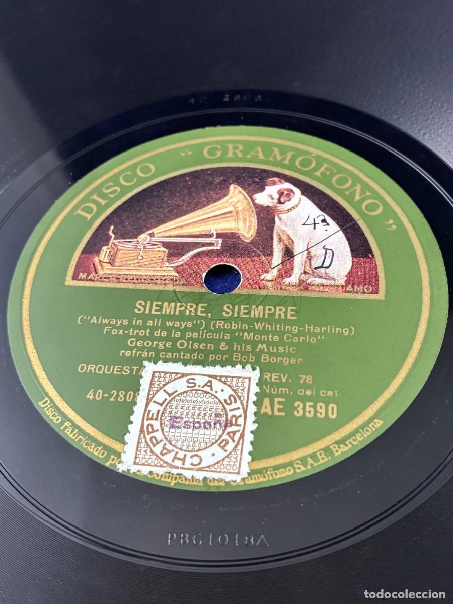 Discos de pizarra: Disco pizarra George Olsen - Siempre, siempre / M&aacute;s all&aacute; del horizonte - Gram&oacute;fono AE 3590