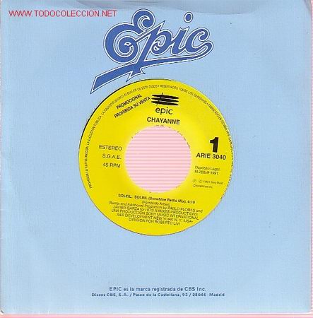 Discos de vinilo: CHAYANNE  DISCO SINGLE PROMOCIONAL - Foto 1