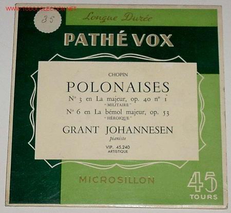 Disques de vinyle: ANTIGUO DISCO DE GRANT JOHANNESE AL PIANO