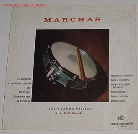 Disques de vinyle: ANTIGUO DISCO LP MARCHAS DE LA GRAN BANDA MILITAR