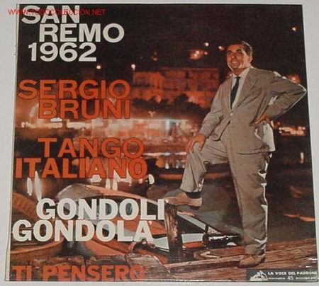 Discos de vinilo: ANTIGUO DISCO DE SERGIO BRUNI - SAN REMO 1962 - - Foto 1
