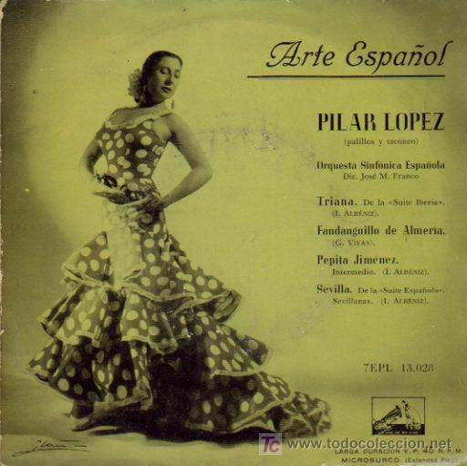 Vinyl records: PILAR LOPEZ-TRIANA + FANDANGUILLO DE ALMERIA + PEPITA JIMENEZ + SEVILLA E.P. EDITADO POR