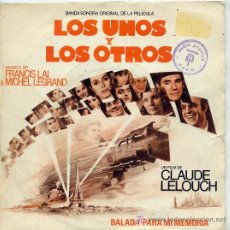 Discos de vinilo: LOS UNOS Y LOS OTROS - FRANCIS LAI Y LILIANE DAVIS / BALLADE POUR MA MEMOIRE (SINGLE DE 1982). Lote 3860654