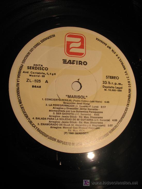 Discos de vinilo: MARISOL / LP ZAFIRO 1981 - Foto 1