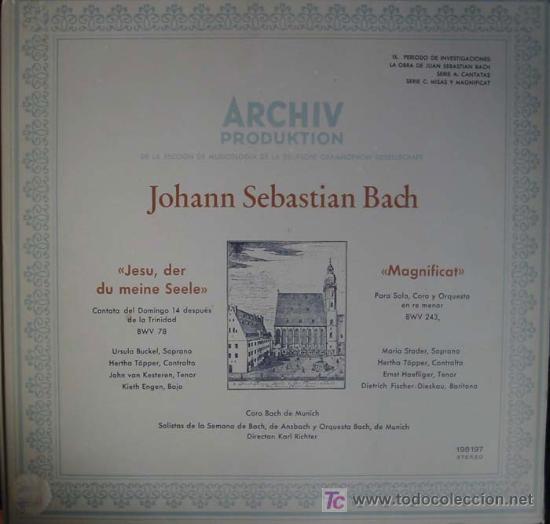 Dischi in vinile: JOHANN SEBASTIAN BACH:'JESU,DER DU MEINE','MAGNIFICAT'.A&Ntilde;O:1967