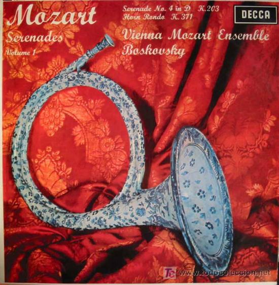 Discos de vinilo: MOZART.SERENATA N&ordm;4 EN RE MAYOR.RONDO EN MI BEMOL MAYOR PARA TROMPA Y ORQUESTA.DIR.WILLI BOSKOWSKY.