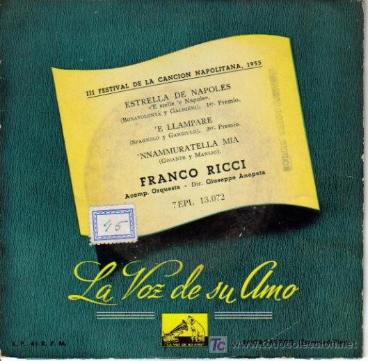 Discos de vinilo: FRANCO RICCI - ESTRELLA DE NAPOLES + 3 E.P. RARO EDITADO POR LA VOZ DE SU AMO