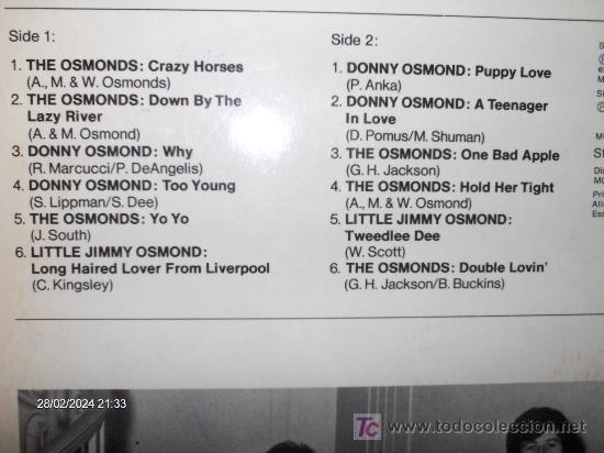 Discos de vinilo: THE OSMONDS ------ GREATEST HITS - Foto 2