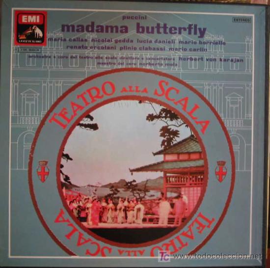 Discos de vinilo: PUCCINI:MADAME BUTTERFLY.COROS Y ORQ DEL TEATRO ALLA SCALA DE MILAN.DIR.VON KARAJAN.3LPS EN ESTUCHE