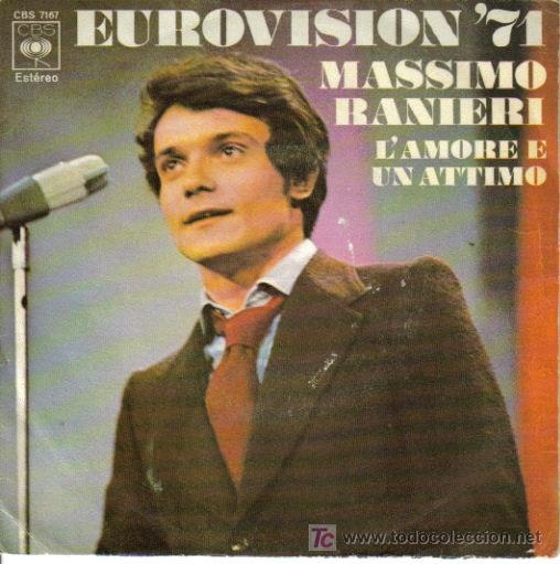 Discos de vinilo: MASSIMO RANIERI-L&acute;AMORE E UN ATTIMO + A LUCIA SINGLE EUROVISION 1971 - Foto 1