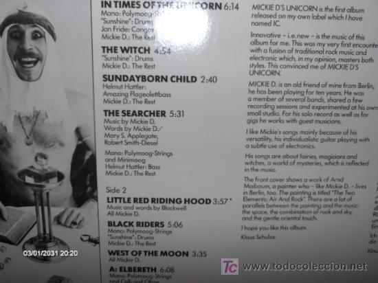Discos de vinilo: MICKIE D&acute;S UNICORN ---- SAME - Foto 2