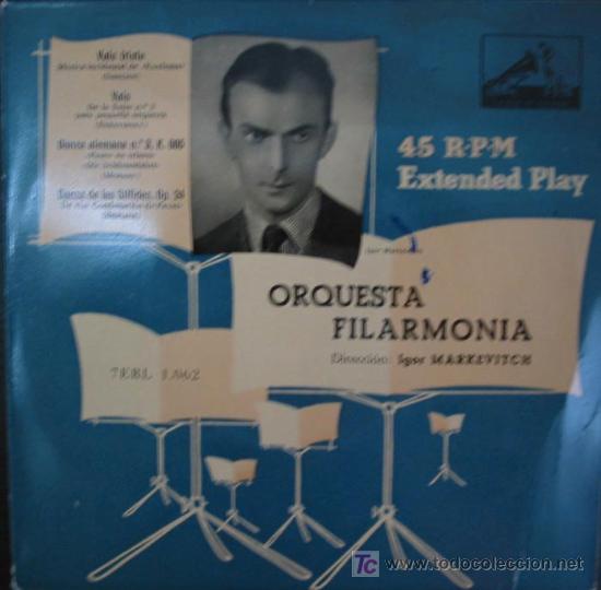 Discos de vinilo: ORQUESTA FILARM&Oacute;NICA. DIR. IGOR MARKEVITCH. 1SINGLE. - Foto 1