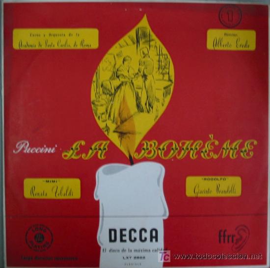 Dischi in vinile: PUCCINI: LA BOH&Egrave;ME.DIRECTOR:ALBERTO EREDE.COROS Y ORQUESTA DE SANTA CECILIA DE ROMA.2LP EN 2DISCOS