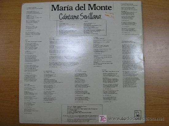 Discos de vinilo: MARIA DEL MONTE, CANTAME, ED. HORUS, 1988 - Foto 2