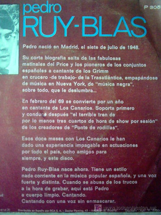 Discos de vinilo: PEDRO RUY- BLAS   1970 - Foto 2