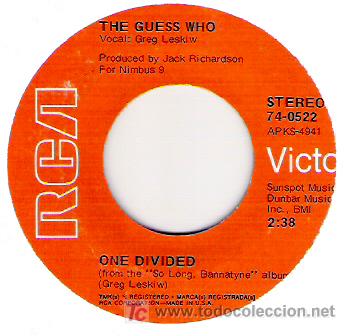 Discos de vinilo: THE GUESS WHO - ONE DIVIDED / RAIN DANCE - Foto 1