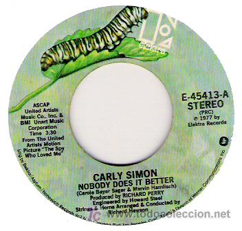 Discos de vinilo: CARLY SIMON -NOBODY DOES IT BETTER / AFTER THE STROM 1973 - Foto 1