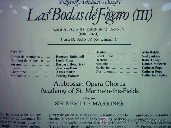 Discos de vinilo: LA GRAN OPERA LAS BODAS DE FIGARO ( III ) - Foto 2