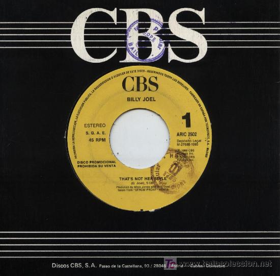 Discos de vinilo: Billy Joel  -  Thats not her style - Foto 1