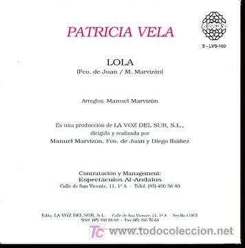 Discos de vinilo: PATRICIA VELA. LOLA - Foto 2