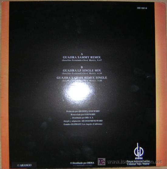 Discos de vinilo: MAXI SINGLE. ARANGO. GUAJIRA. 1992. DIDSA. - Foto 2