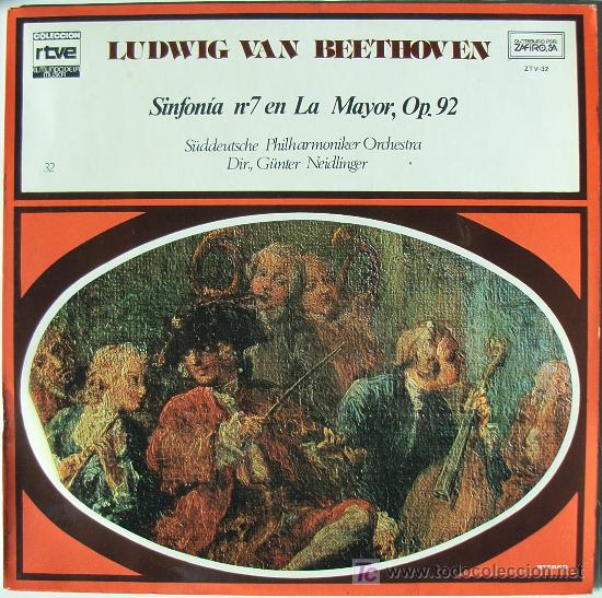 Discos de vinilo: Suddeutsche Philharmoniker Orchestra. Dir: Gunter Neidlinger - Beethoven. Sinfon&iacute;a n&ordm; 7 - 1977