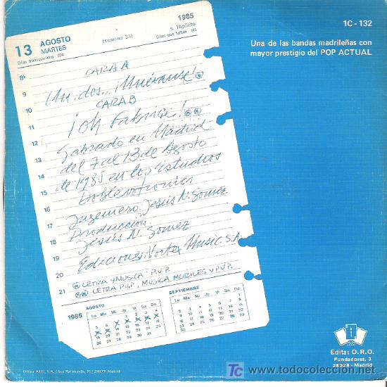 Discos de vinilo: PVP.- UN, DOS ..&iexcl; MUEVANSE ! / OH FABRICE ****1985 - Foto 2