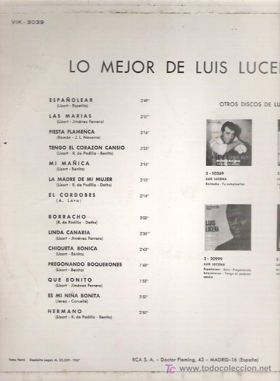 Discos de vinilo: LUIS LUCENA LO MEJOR*** EN VIK 1967 - Foto 2