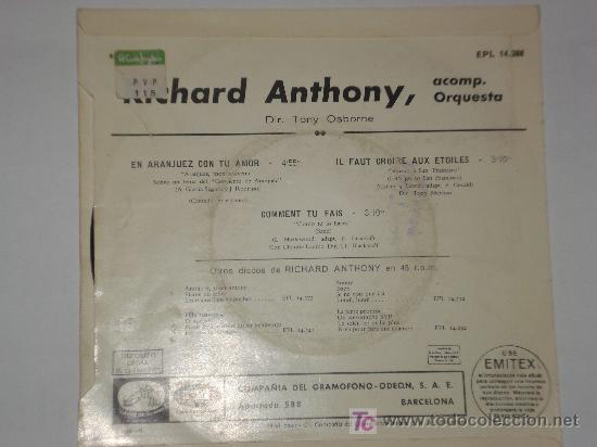 Discos de vinilo: RICHARD ANTHONY / EN ARANJUEZ CON TU AMOR - Foto 2