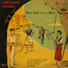 Discos de vinilo: JOSÉ LUIS DE LA RICA - LA DEL PAÑUELO ROJO / MENDI MENDIYAN / NO TE OLVIDO / AURRERA - EP 1958. Lote 24149950