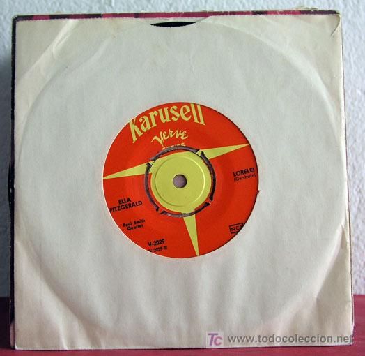 Discos de vinilo: ELLA FITZGERALD & PAUL SMITH QUARTET   ( MACK THE KNIFE - LORELEI )   SINGLE45    KARUSELL - Foto 1