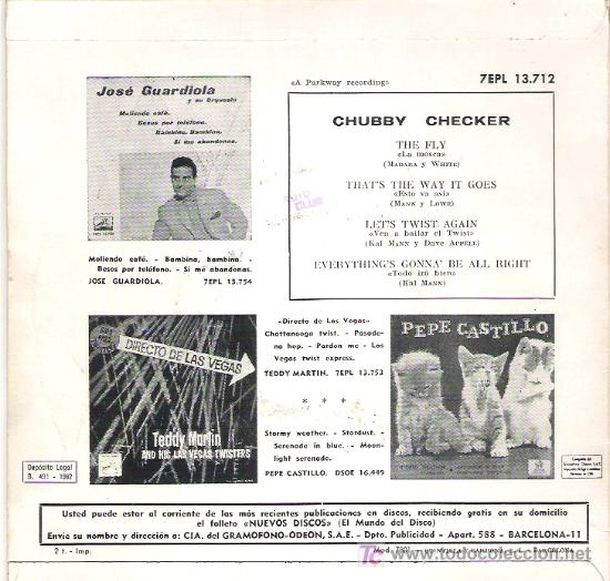 Discos de vinilo: CHUBBY CHECHECKER - THE FLY + 3 EP *** 1962 - Foto 2