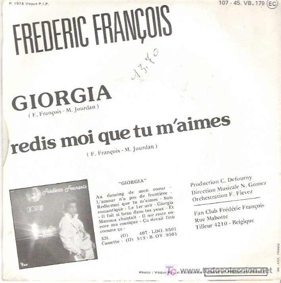 Discos de vinilo: FREDERIC FRANCOIS - GIORGIA - Foto 2