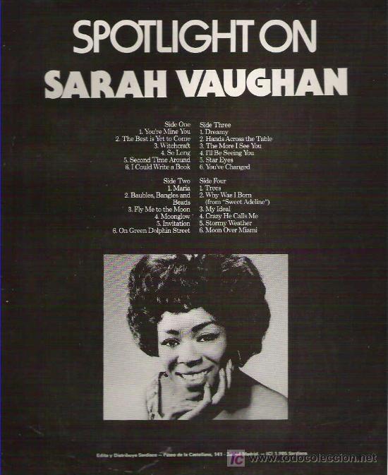 Discos de vinilo: SARAH VAUGHAN - SPOTLIGHT **** 2 LP *** EN ZAFIRO 1985 - Foto 2